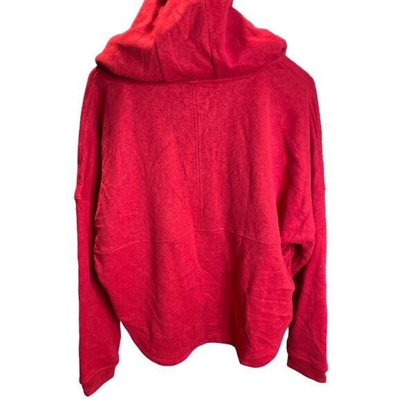 Prana Red Hooded Cropped Lace Up Pullover Sz M - Picture 2 of 11